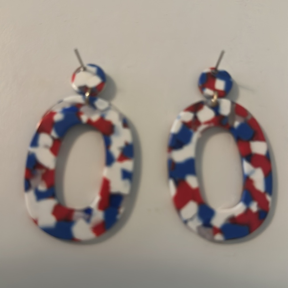 4th of July DropRed, White and Blue Earrings